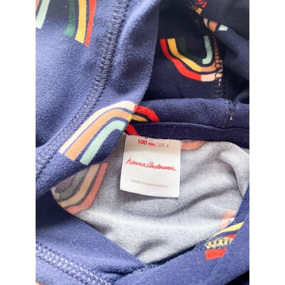 Girls Hanna Andersson Sunblock UV Hooded Rainbow Dress Size 4 - Picture 2 of 4